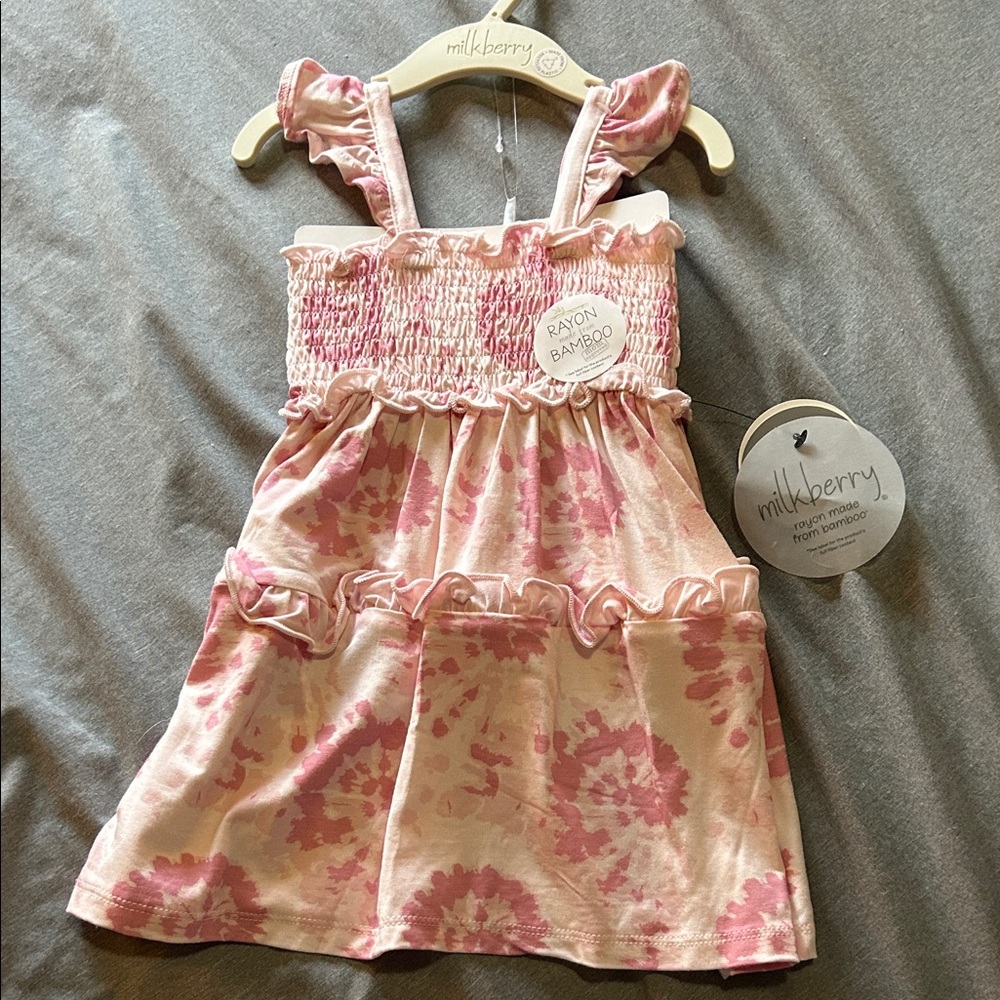 Milkberry Pink Tie-Dye Kids Casual Dress